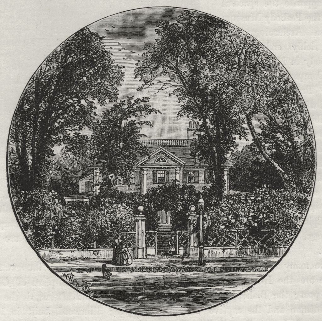 CAMBRIDGE. Long-fellow's House, Cambridge 1882 old antique print picture